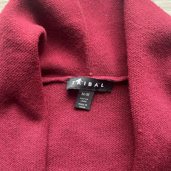 NWOT Tribal Open Front Coatigan with Patch Pockets Bordeaux Size M - Picture 4 of 9